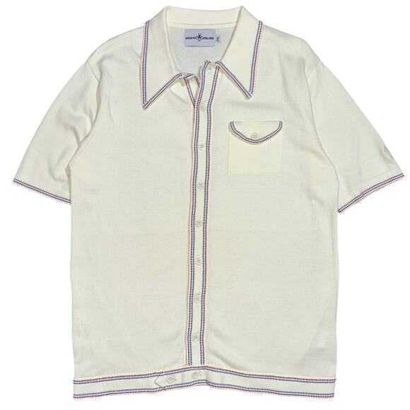 Madcap England Crawdaddy Retro Mod Micro Dash Slim Knit Polo Cardigan Size 2XL - Picture 2 of 12